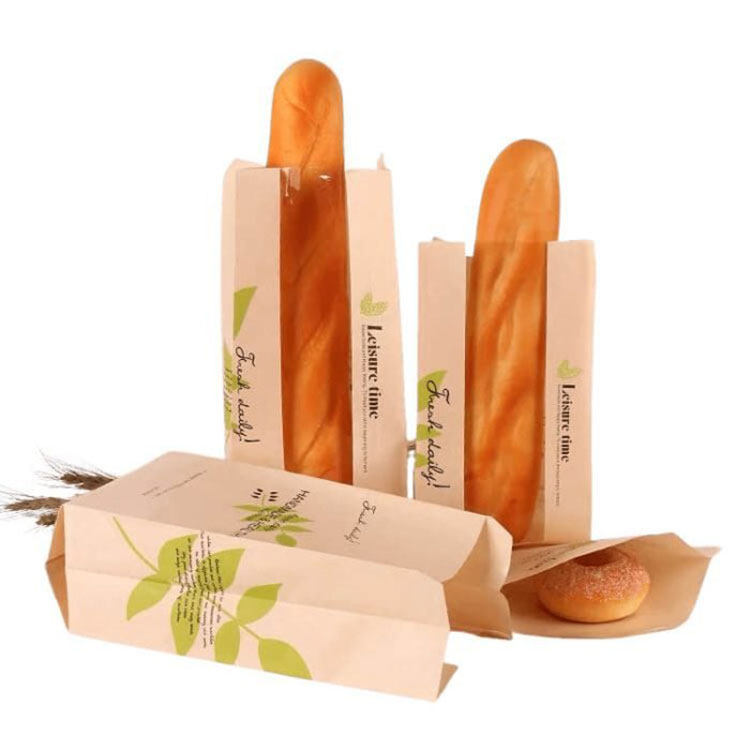 Baguette -leipäpaperipussit, joissa on ikkuna